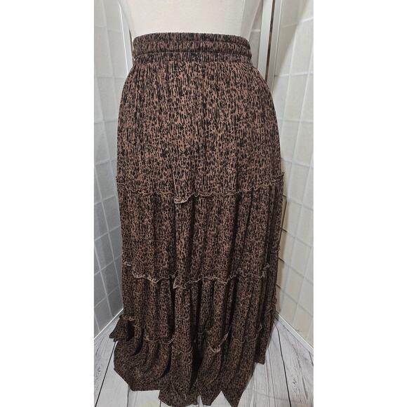 NWT Torrid Brown Gauze Tiered Drawstring Maxi Stretch Skirt Plus Size 1X (14/16) - Picture 5 of 7